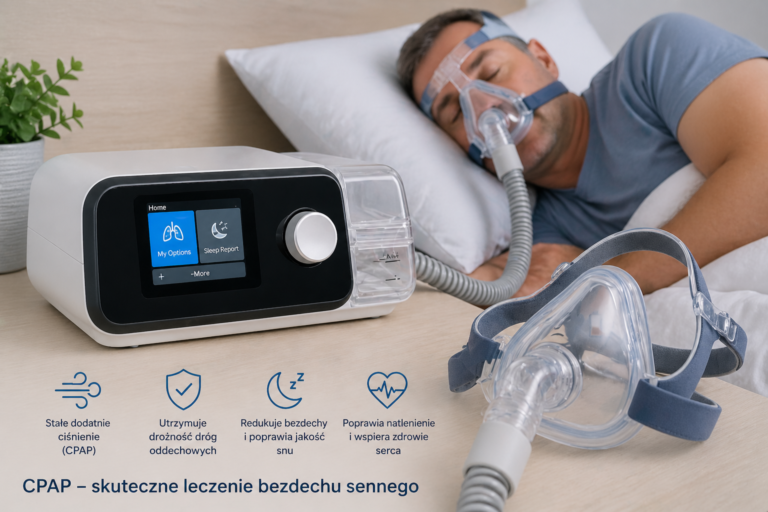 aparat CPAP i maska do leczenia obturacyjnego bezdechu sennego
